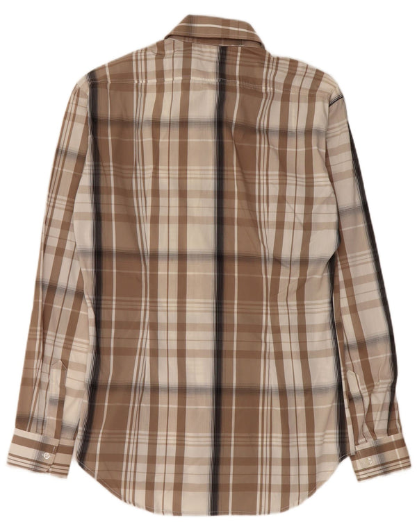 NARACAMICIE Mens Shirt Small Brown Check Cotton