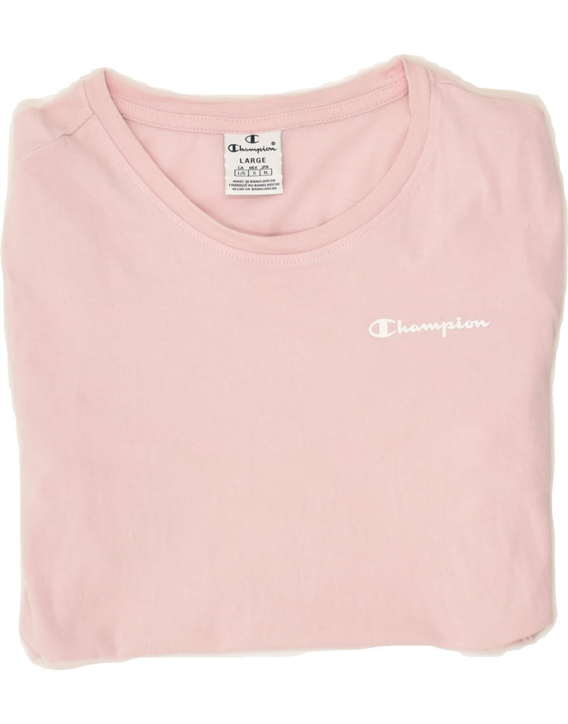 CHAMPION Womens T-Shirt Top UK 16 Large Pink | Vintage Champion | Thrift | Second-Hand Champion | Used Clothing | Messina Hembry 