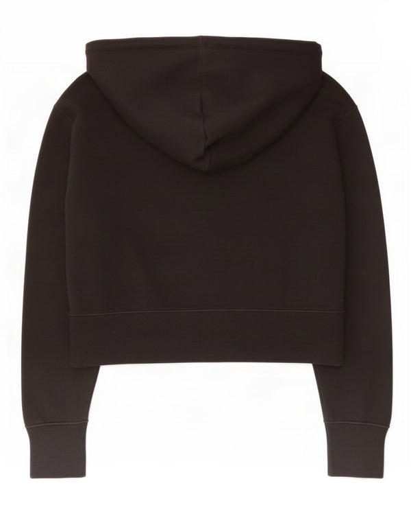 Champion Womens Crop Zip Hoodie Sweater UK 10 Small Black Cotton