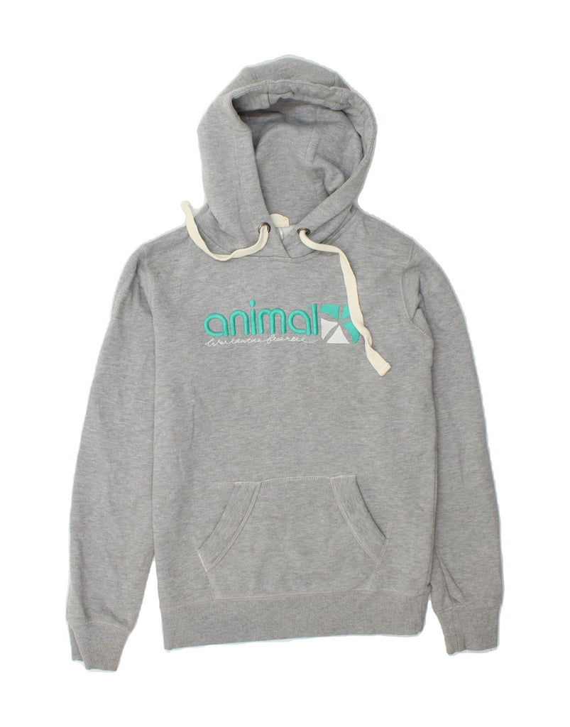ANIMAL Girls Graphic Hoodie Jumper 9-10 Years Grey Cotton Vintage Animal and Second-Hand Animal from Messina Hembry 