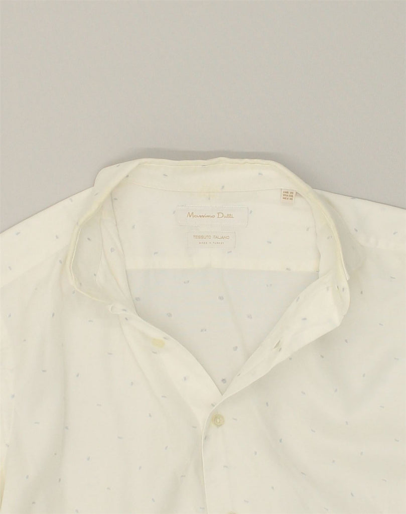 MASSIMO DUTTI Mens Shirt EU 39 15 1/2 Medium White Spotted Cotton | Vintage Massimo Dutti | Thrift | Second-Hand Massimo Dutti | Used Clothing | Messina Hembry 