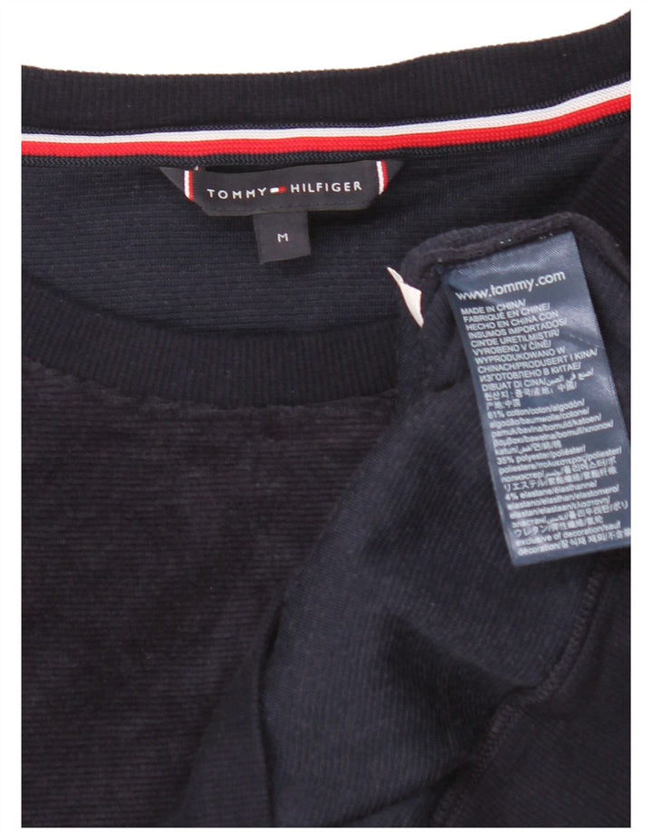 Tommy Hilfiger Mens Graphic Velour Sweatshirt Jumper Medium Navy Blue