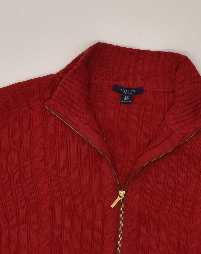 CHAPS Womens Cardigan Sweater UK 20 2XL Red Cotton | Vintage Chaps | Thrift | Second-Hand Chaps | Used Clothing | Messina Hembry 