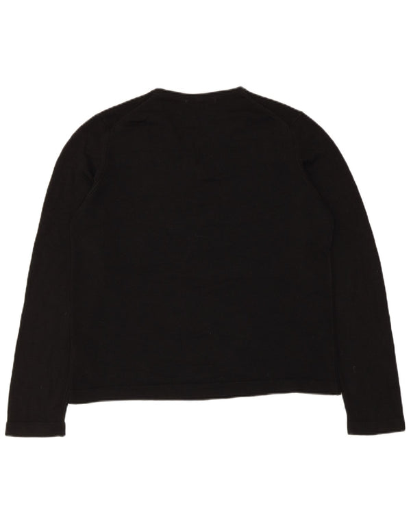 Marks & Spencer Womens Crop Top Long Sleeve UK 14 Medium Black Acrylic