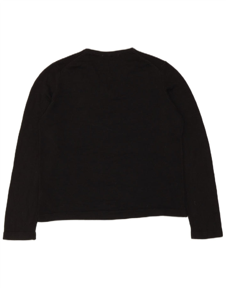 Marks & Spencer Womens Crop Top Long Sleeve UK 14 Medium Black Acrylic