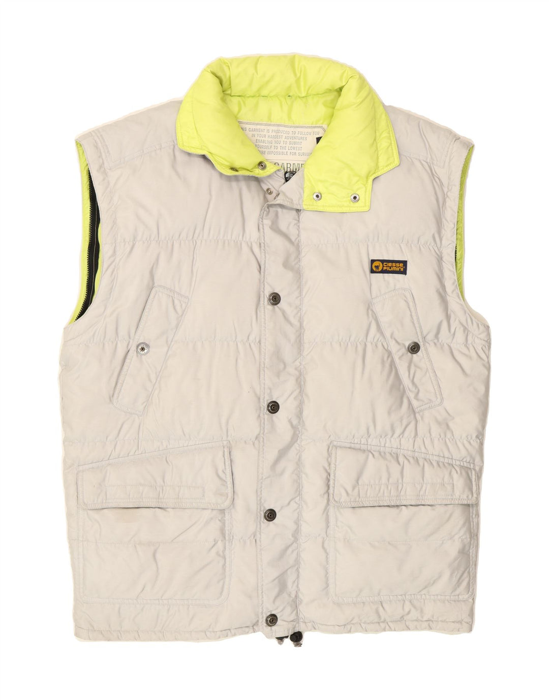CIESSE PIUMINI Mens Padded Gilet UK 42 XL Grey Polyester Vintage Ciesse Piumini and Second-Hand Ciesse Piumini from Messina Hembry 