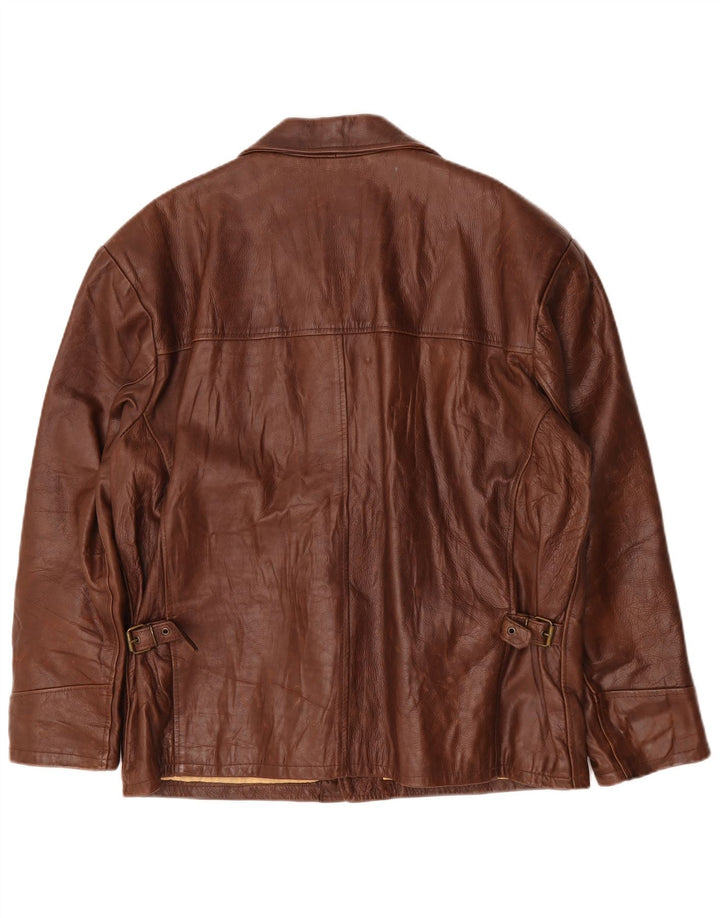 Legendary Jacket 1957 Mens 4 Button Leather Blazer UK 40 Large Brown
