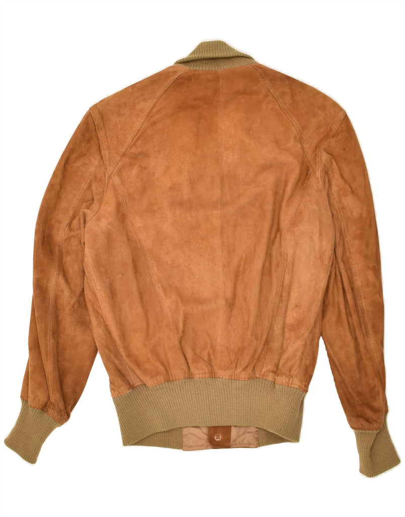 MAREN Mens Suede Bomber Jacket IT 46  Small Brown Leather | Vintage Maren | Thrift | Second-Hand Maren | Used Clothing | Messina Hembry 