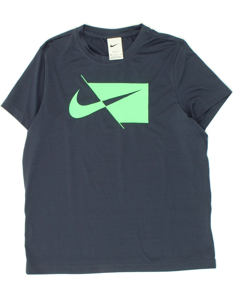 NIKE Womens Dri Fit Graphic T-Shirt Top UK 12 Medium Navy Blue Polyester Vintage Nike and Second-Hand Nike from Messina Hembry 