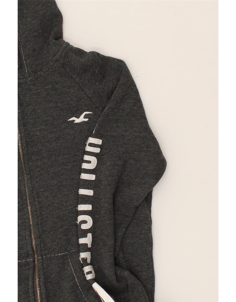 HOLLISTER Womens Graphic Zip Hoodie Sweater UK 6 XS Grey Cotton | Vintage Hollister | Thrift | Second-Hand Hollister | Used Clothing | Messina Hembry 