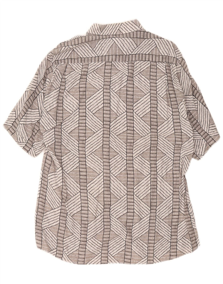 Vintage Mens Short Sleeve Shirt XL Grey Geometric