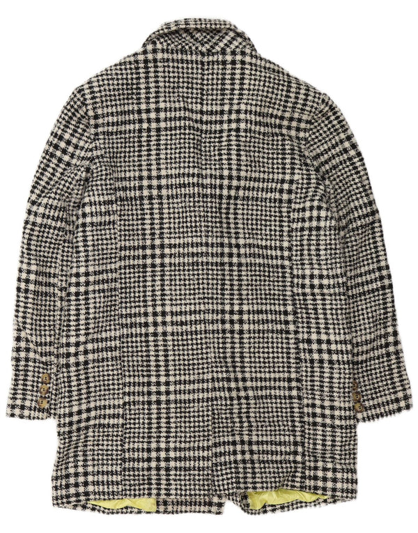 Topshop Womens Double Breasted Coat UK 12 Medium Black Houndstooth