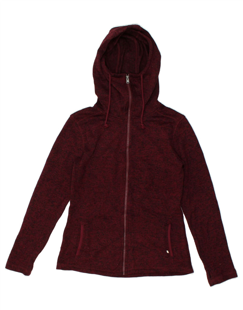 ROXY Womens Zip Hoodie Sweater UK 14 Medium Maroon Flecked Polyester | Vintage Roxy | Thrift | Second-Hand Roxy | Used Clothing | Messina Hembry 