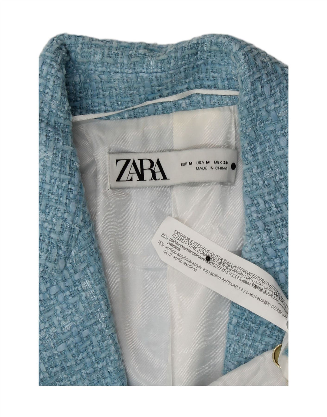 Zara Womens Double Breasted Blazer Jacket UK 14 Medium Blue Check Polyester