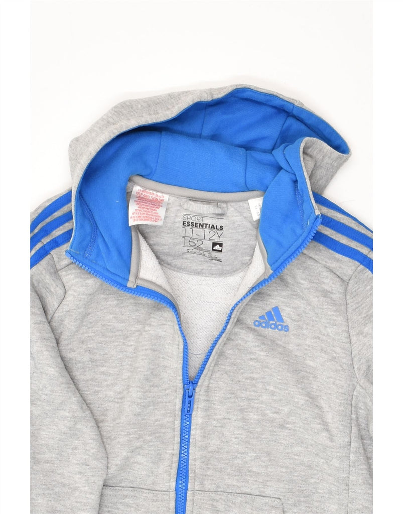 ADIDAS Boys Climalite Zip Hoodie Sweater 11-12 Years Grey Polyester | Vintage Adidas | Thrift | Second-Hand Adidas | Used Clothing | Messina Hembry 