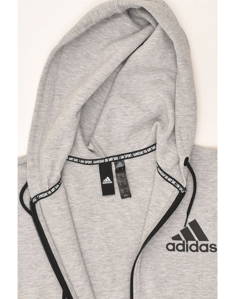 ADIDAS Mens Graphic Zip Hoodie Sweater Medium Grey Cotton | Vintage Adidas | Thrift | Second-Hand Adidas | Used Clothing | Messina Hembry 