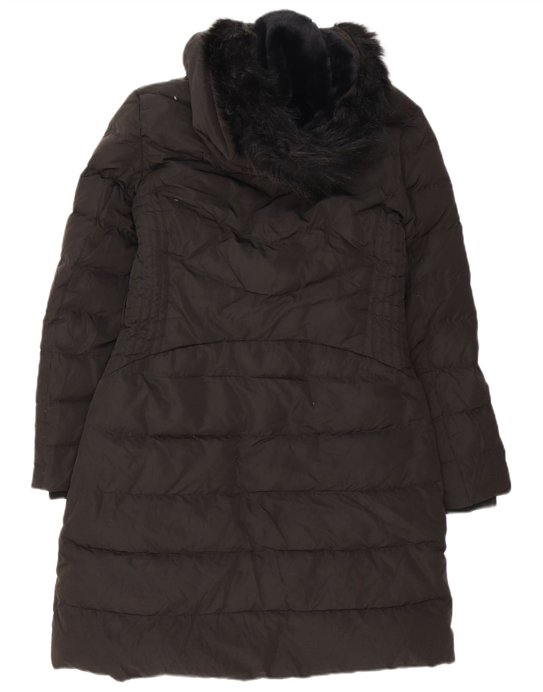 Zara Womens Hooded Padded Coat UK 14 Medium Black Polyester