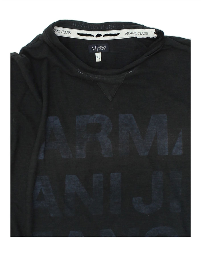 ARMANI Mens Graphic Top Long Sleeve Medium Navy Blue | Vintage Armani | Thrift | Second-Hand Armani | Used Clothing | Messina Hembry 