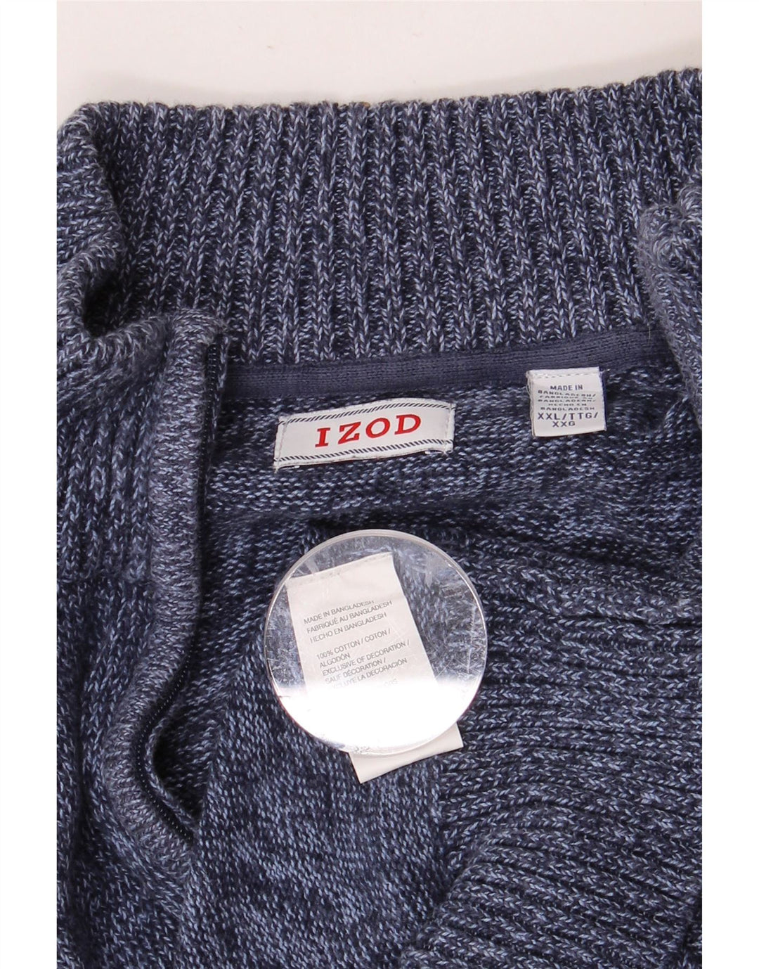 IZOD Mens Zip Neck Jumper Sweater 2XL Navy Blue Flecked Cotton