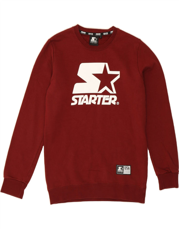 STARTER Womens Graphic Sweatshirt Jumper UK 16 Large Red Cotton Vintage Starter and Second-Hand Starter from Messina Hembry 