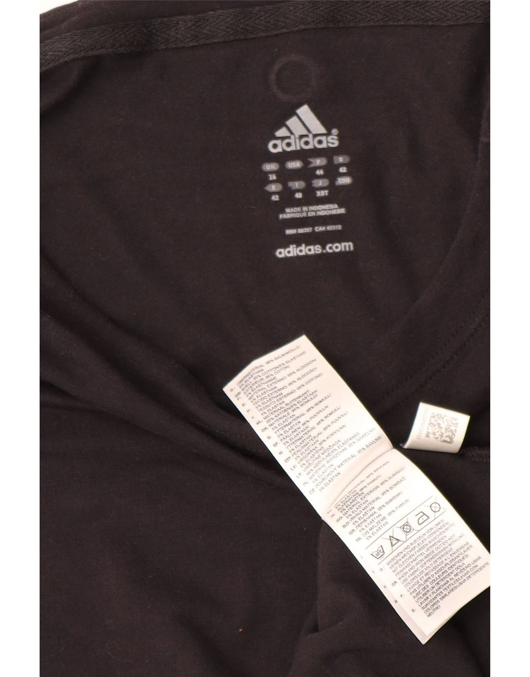 Adidas Womens Top Long Sleeve UK 16 Large Black Cotton