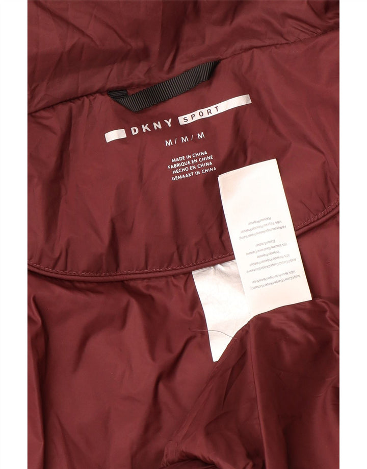 Dkny Womens Graphic Padded Jacket UK 14 Medium Maroon Polyester