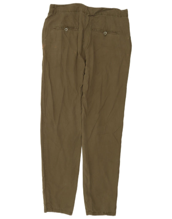 Zara Womens Tapered Chino Trousers EU 36 XS W26 L28 Green Lyocell