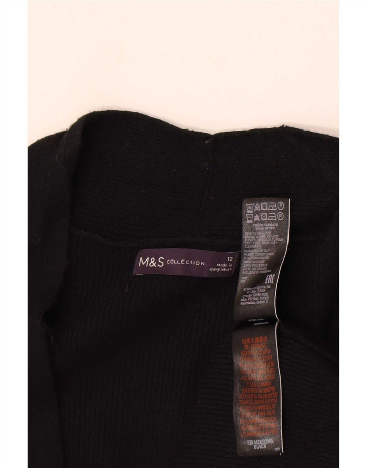 Marks & Spencer Womens Longline Open Cardigan Sweater UK 12 Medium Black