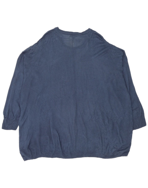 Marks & Spencer Womens Oversized Boat Neck Jumper Sweater UK 20 2XL Blue