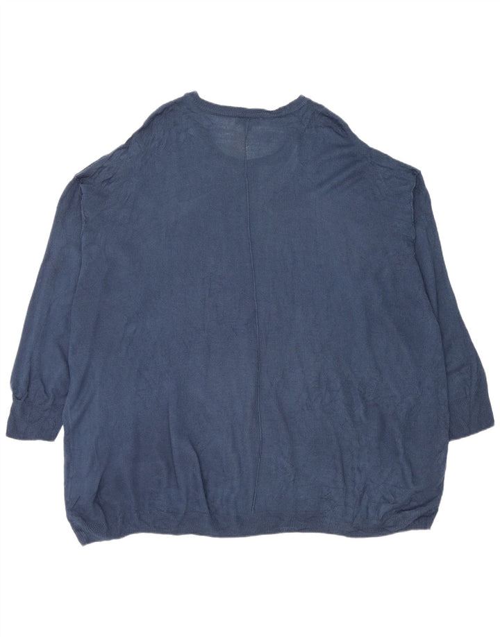 Marks & Spencer Womens Oversized Boat Neck Jumper Sweater UK 20 2XL Blue