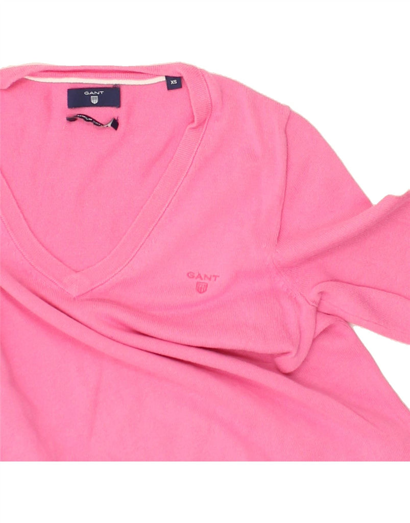 GANT Girls V-Neck Jumper Sweater 6-7 Years XS  Pink Cotton | Vintage Gant | Thrift | Second-Hand Gant | Used Clothing | Messina Hembry 