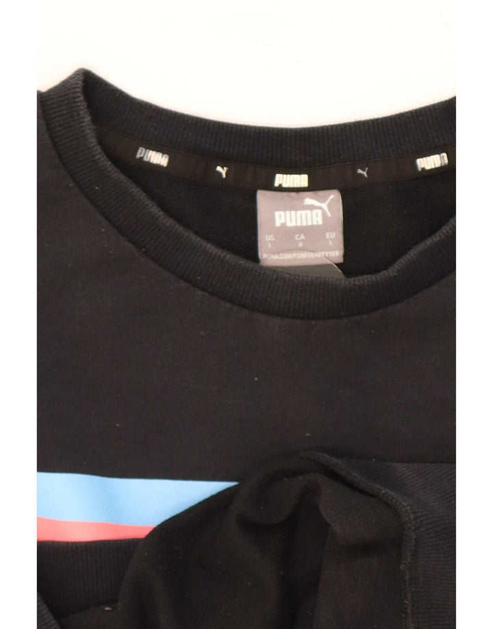 Puma Mens Sweatshirt Jumper Large Black Colourblock Cotton