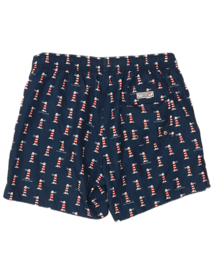 U.S. POLO ASSN. Mens Swimming Shorts Medium Navy Blue Spotted