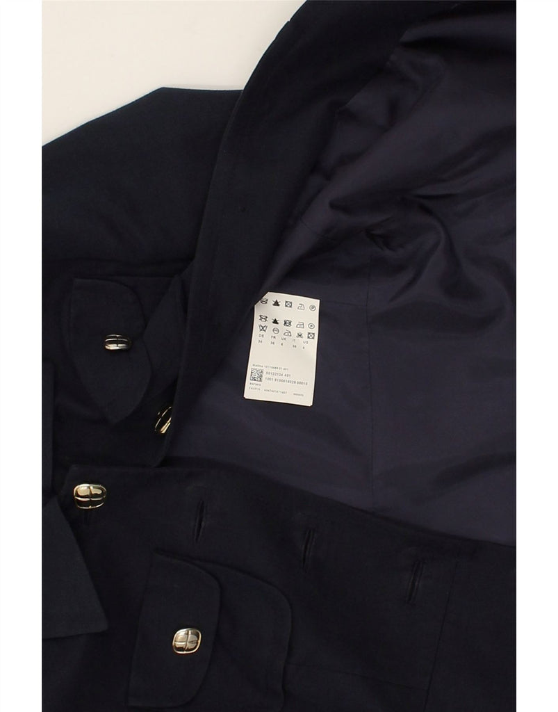 HUGO BOSS Womens Overcoat UK 6 XS  Navy Blue Cotton | Vintage Hugo Boss | Thrift | Second-Hand Hugo Boss | Used Clothing | Messina Hembry 