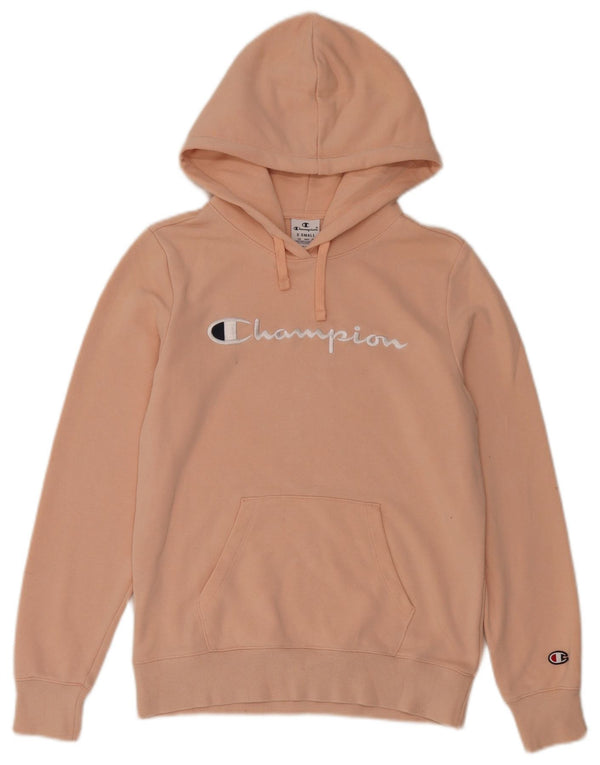 Champion Womens Graphic Hoodie Jumper UK 6 XS Pink Cotton