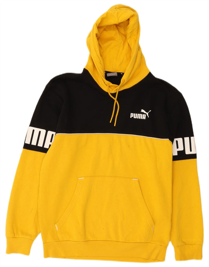 Puma Mens Graphic Hoodie Jumper Small Yellow Colourblock