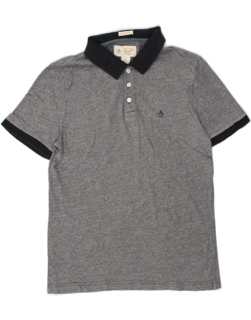 PENGUIN Mens Heritage Slim Fit Polo Shirt Medium Grey Spotted Cotton | Vintage Penguin | Thrift | Second-Hand Penguin | Used Clothing | Messina Hembry 