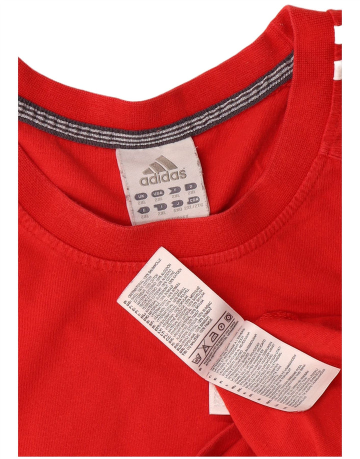 Adidas Mens T-Shirt Top 2XL Red Cotton