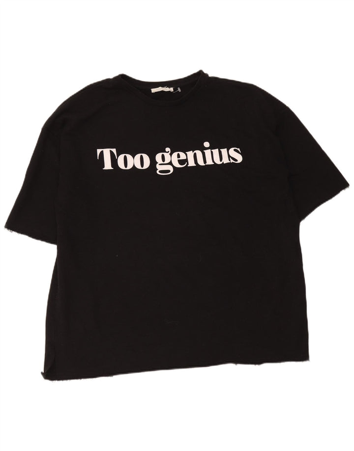 Zara Womens Trafaluc Oversized Graphic T-Shirt Top UK 14 Medium Black