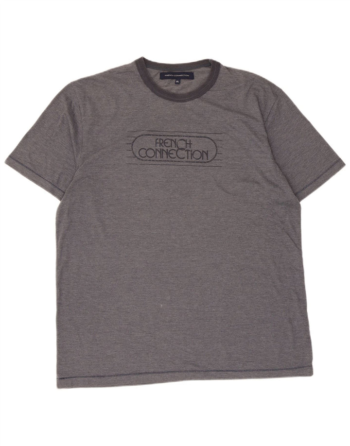 French Connection Mens Graphic T-Shirt Top XL Grey Polyester