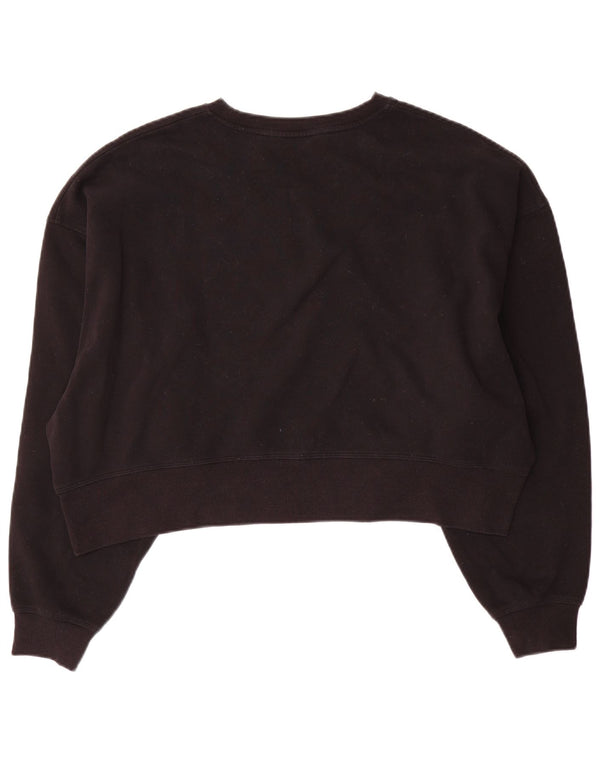 Dkny Womens Crop Oversized Sweatshirt Jumper UK 10 Small Black Cotton