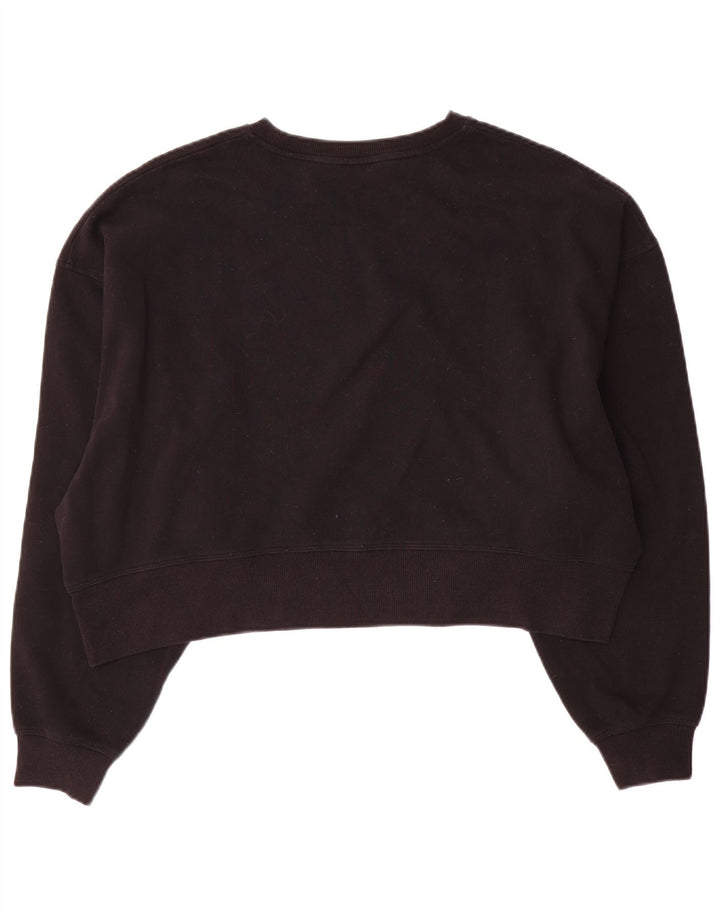 Dkny Womens Crop Oversized Sweatshirt Jumper UK 10 Small Black Cotton