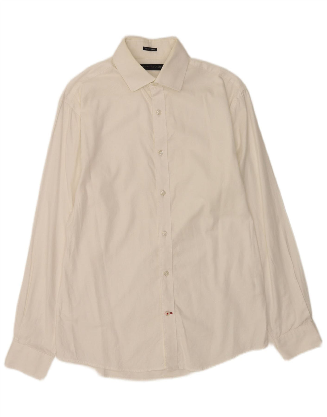 Tommy Hilfiger Mens Slim Fit Shirt Size 15 Medium White Cotton