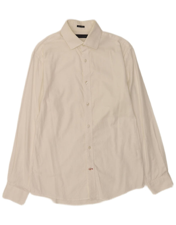 Tommy Hilfiger Mens Slim Fit Shirt Size 15 Medium White Cotton
