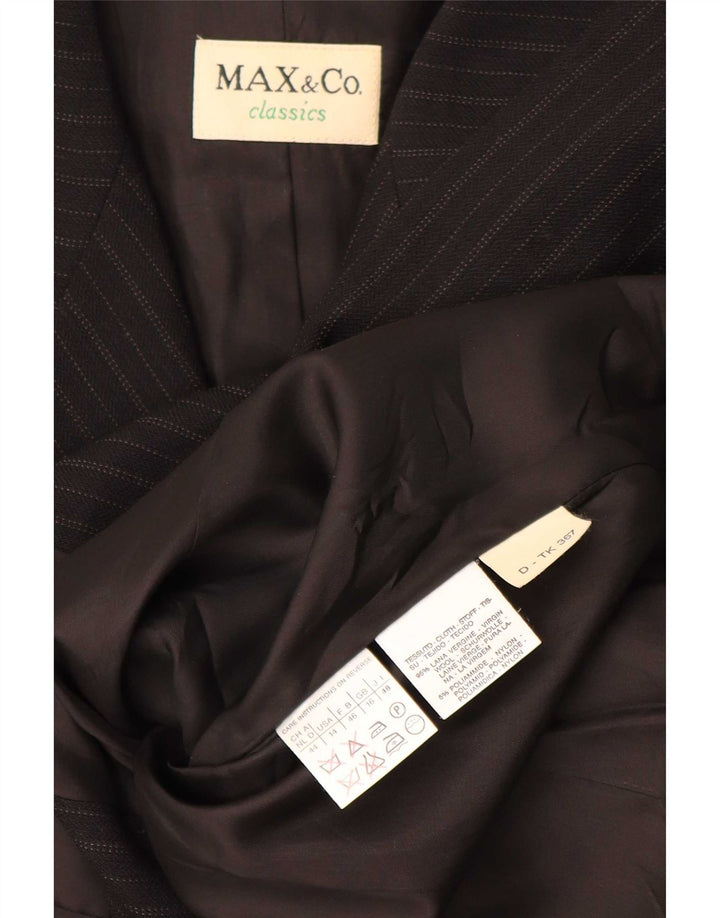 Max & Co. Womens 4 Button Blazer Jacket UK 16 Large Black Striped Wool