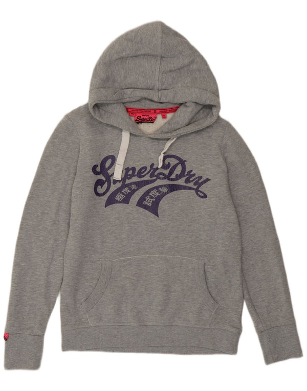 Superdry Womens Graphic Hoodie Jumper UK 16 Large Grey Cotton