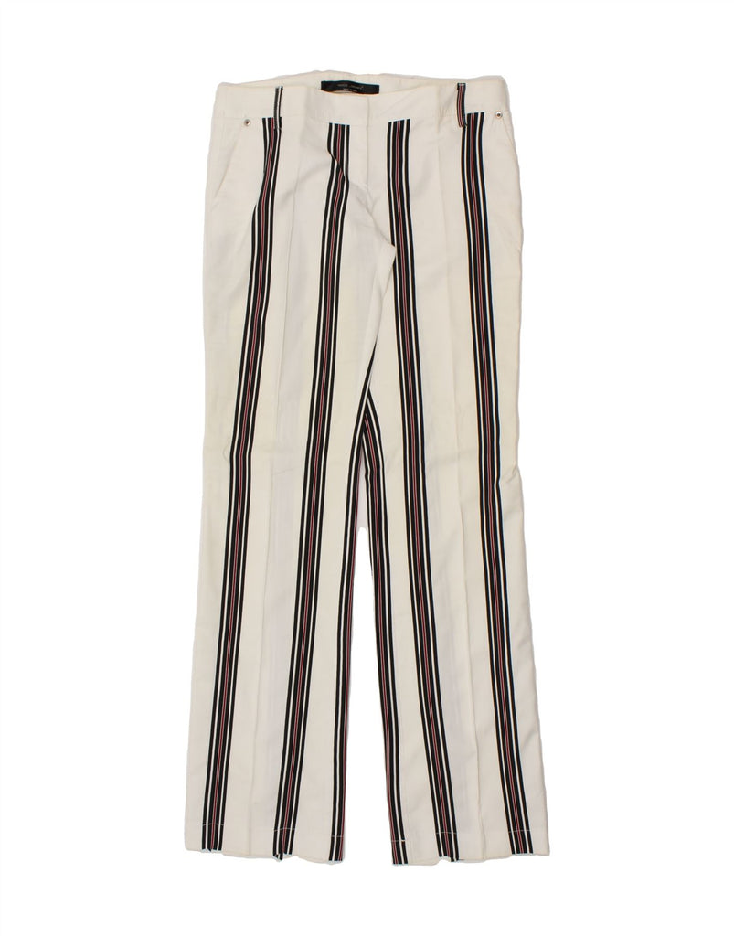 VINTAGE Womens Straight Chino Trousers UK 42 Medium W32 L34 White Striped Vintage Vintage and Second-Hand Vintage from Messina Hembry 