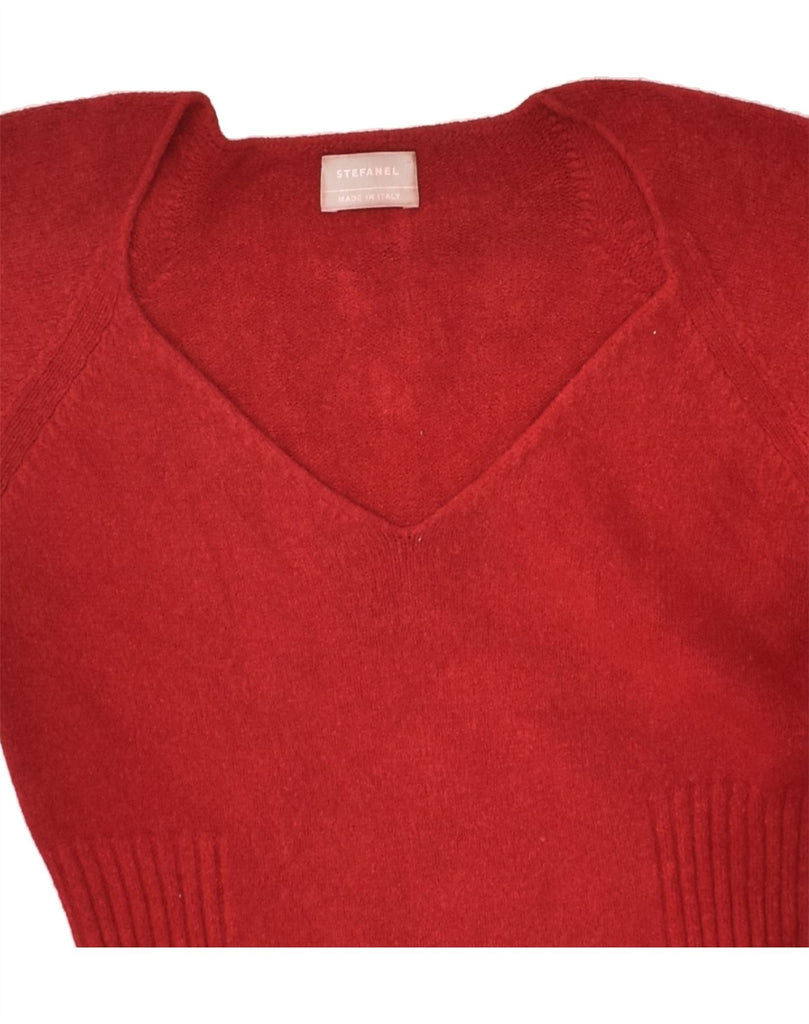 STEFANEL Womens V-Neck Jumper Sweater UK 8 Small Red | Vintage Stefanel | Thrift | Second-Hand Stefanel | Used Clothing | Messina Hembry 