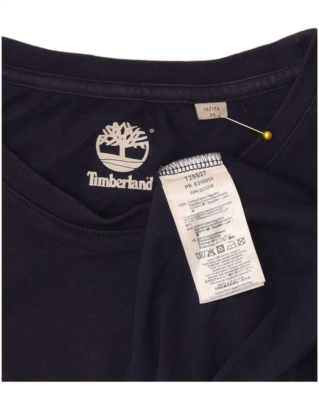Timberland Boys T-Shirt Top 15-16 Years Medium Navy Blue Cotton