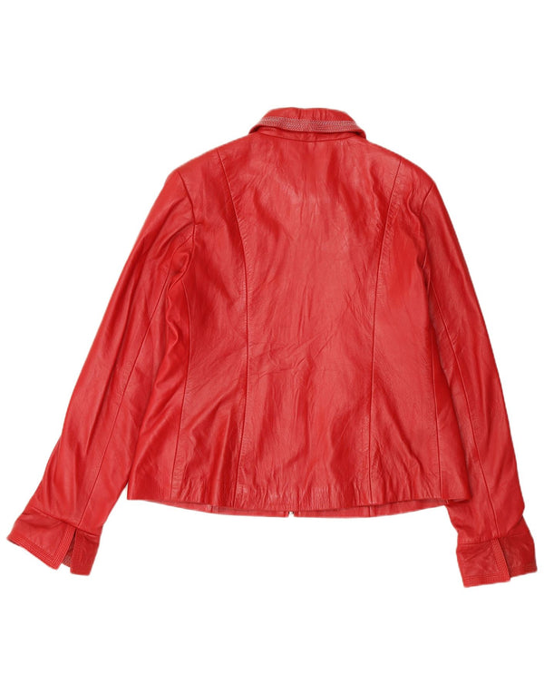Vintage Womens Leather Jacket UK 24 4XL Red